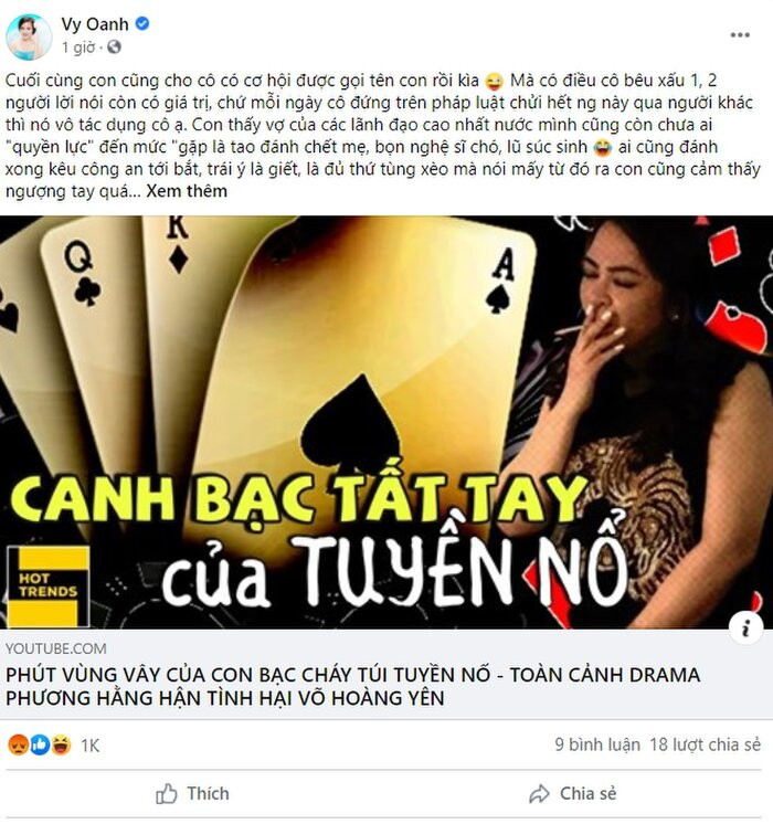 Vy Oanh 'đáp trả' sâu cay bà Phương Hằng sau khi bị tố 'cặp đại gia': 'Cô giữ sức khỏe để chửi con nha'