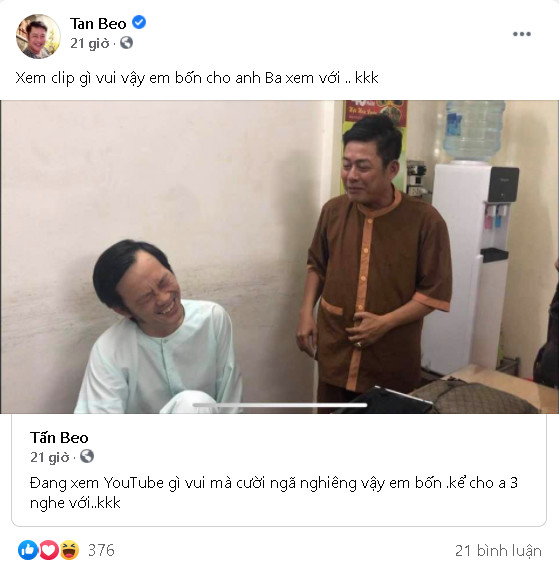 Tấn Beo có động thái ủng hộ bà Phương Hằng, lần đầu nói về lùm xùm đăng ảnh Hoài Linh, Trịnh Kim Chi