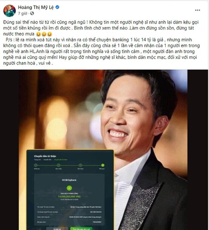 Mới hôm nào còn viết tâm thư bênh vực, nay Mỹ Lệ lại phũ phàng khi nói về Hoài Linh: 'Khó mà thông cảm'