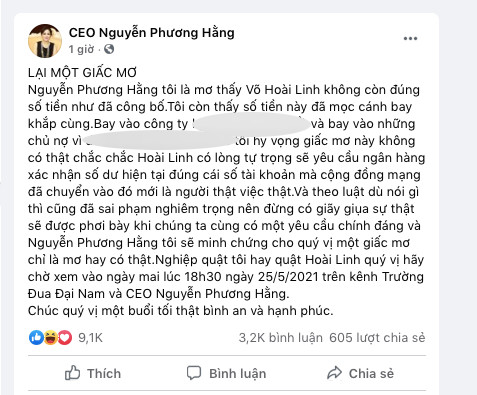 Bà Phương Hằng lại 'nằm mơ', nhưng lần này 'cà khịa' Hoài Linh cực gắt