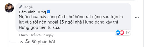 Đàm Vĩnh Hưng nói gì khi bị chỉ trích dùng tiền cứu trợ lũ lụt để xây sửa chùa?