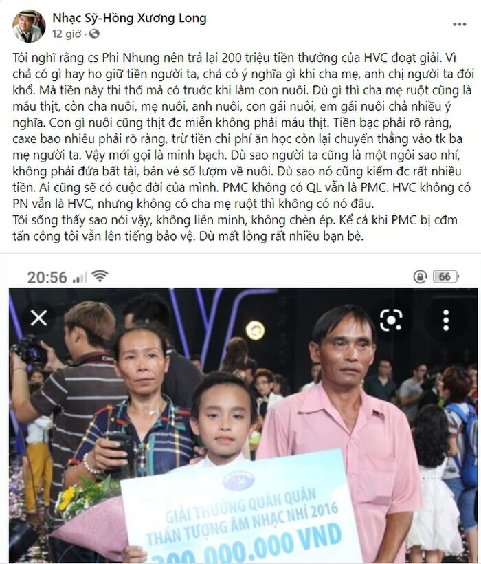 'Nhạc sĩ hit Lỡ Duyên' tung tin nhắn bị Phi Nhung uy hiếp: 'Sống không có đức viết nhạc sao vào'