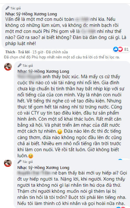 Nhạc sĩ Hồng Xương Long hứa gỡ hết bài đăng và xin lỗi công khai 'ca sĩ Phi Phi' nếu cô dám thề điều này
