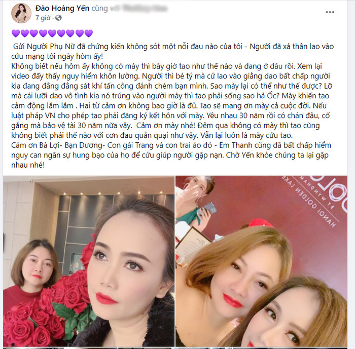 Diễn viên Hoàng Yến chia sẻ về người bạn thân giải cứu mình lúc bị chồng cầm dao hành hung Ảnh 1