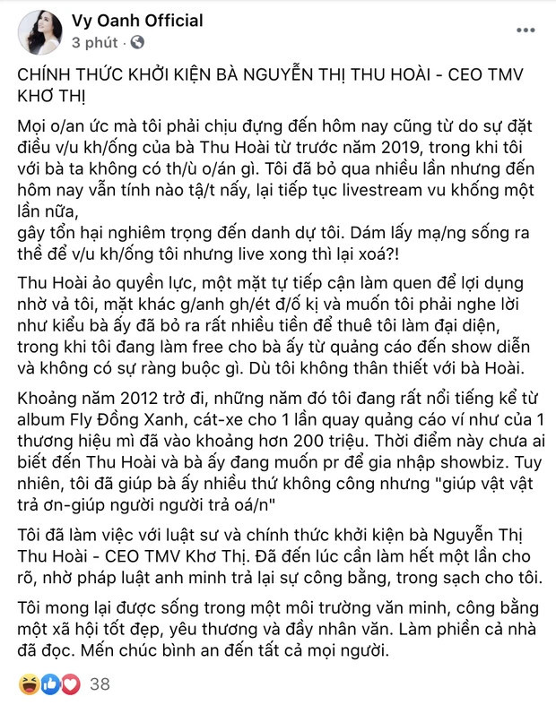 Động thái của Hoa hậu Thu Hoài sau khi bị Vy Oanh đâm đơn khởi kiện
