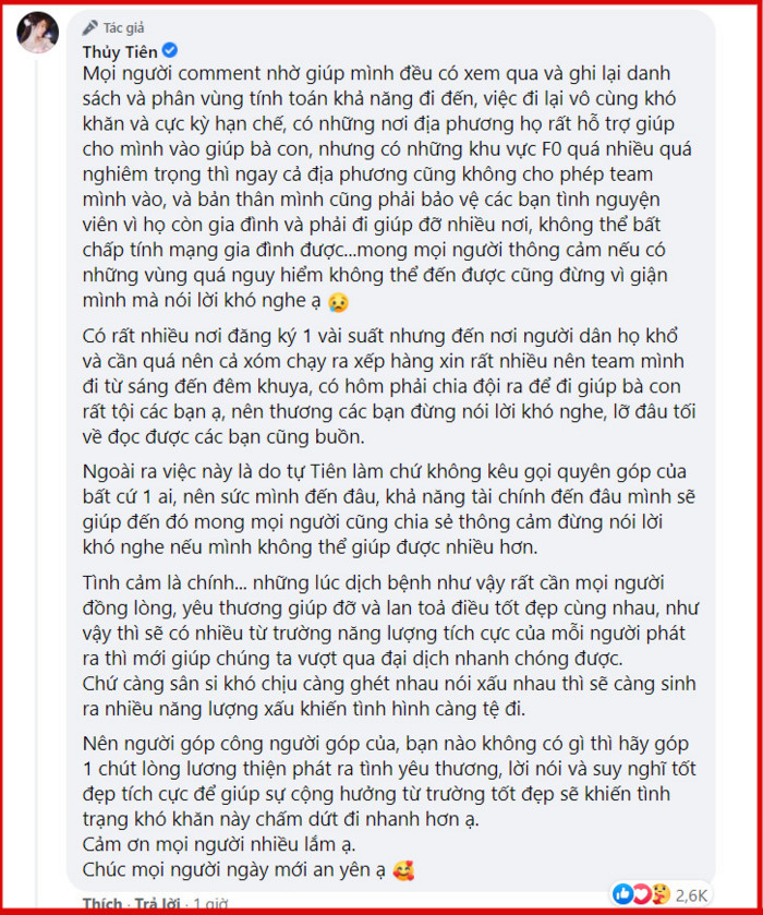 Thủy Tiên: 'Tiên làm từ thiện theo khả năng tài chính, còn sân si chỉ khiến tình hình càng tệ đi' Ảnh 4