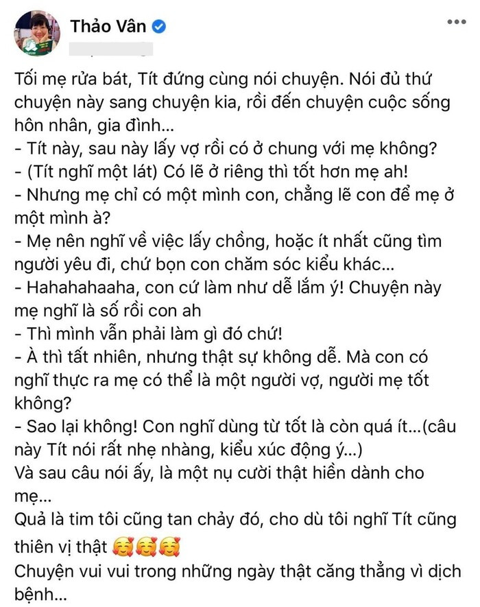 Con trai MC Thảo Vân ủng hộ mẹ đi bước nữa, vợ mới Công Lý bình luận điểm giống nhau của 2 bố con Ảnh 1