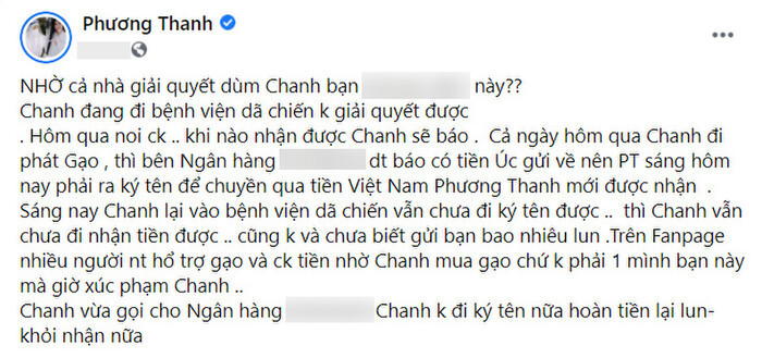 Sau loạt lùm xùm của đồng nghiệp đến lượt Phương Thanh bị 'tố' lừa đảo tiền từ thiện?