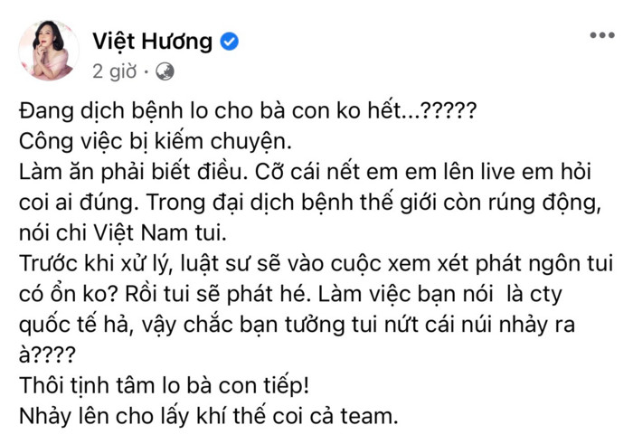 Nghệ sĩ Việt Hương bức xúc vì bị 'kiếm chuyện', sẽ nhờ luật sư vào cuộc xử lý