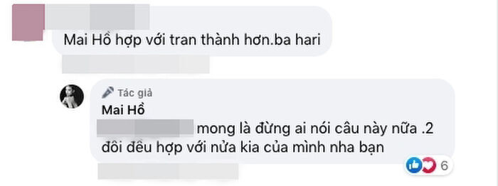 Mai Hồ đáp trả cực gắt khi netizen nhắc đến Trấn Thành và Hari Won