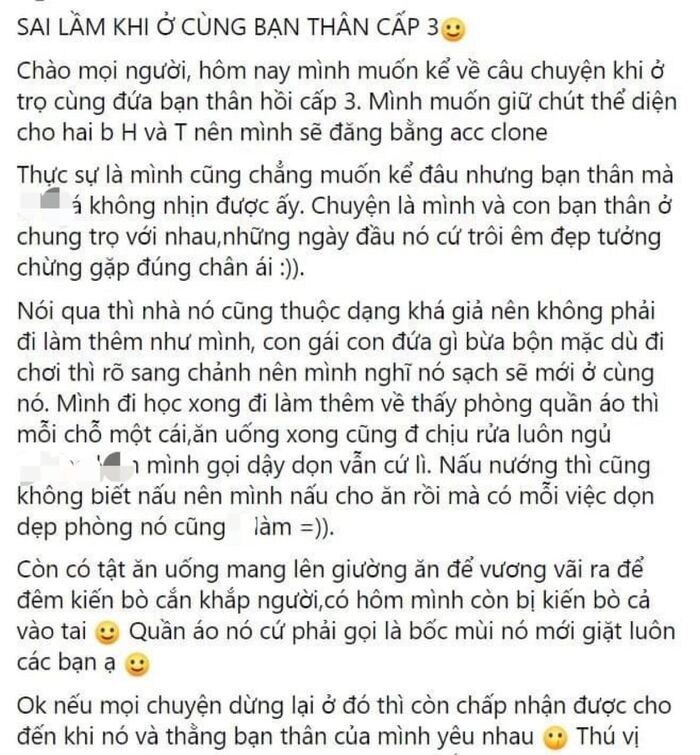 Sống cùng với bạn thân, nữ sinh ngán tận cổ trước lối sống phóng túng, vô ý thức còn bị quỵt cả tiền trọ Ảnh 1