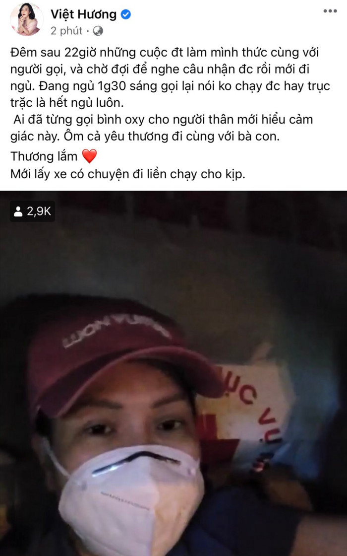 Việt Hương trải lòng về 'chuyến đi đặc biệt' sau 22 giờ: Mang ô-xy cứu bệnh nhân Covid-19