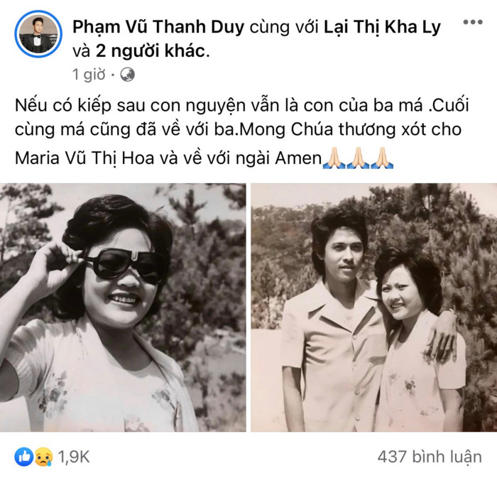 Mẹ diễn viên Thanh Duy từ trần, Kha Ly đau buồn: 'Không còn má chồng nữa rồi!'