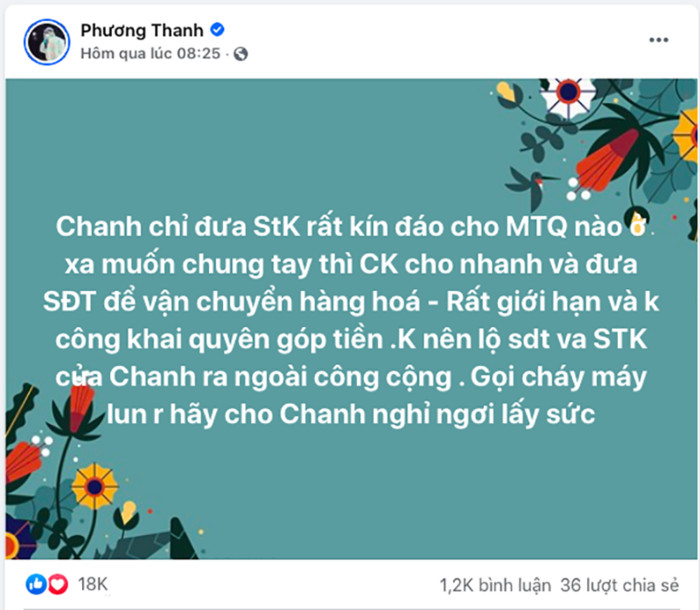 Giữa lùm xùm nghệ sĩ làm từ thiện, Phương Thanh chủ động sao kê khiến netizen tâm phục khẩu phục Ảnh 3