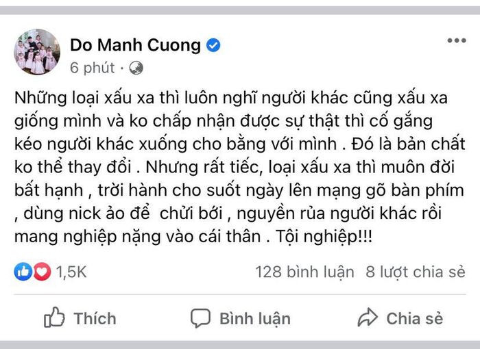 Giữa drama của Trấn Thành khiến netizen 'dậy sóng', Đỗ Mạnh Cường đăng bài 'dạy dỗ anh hùng bàn phím'