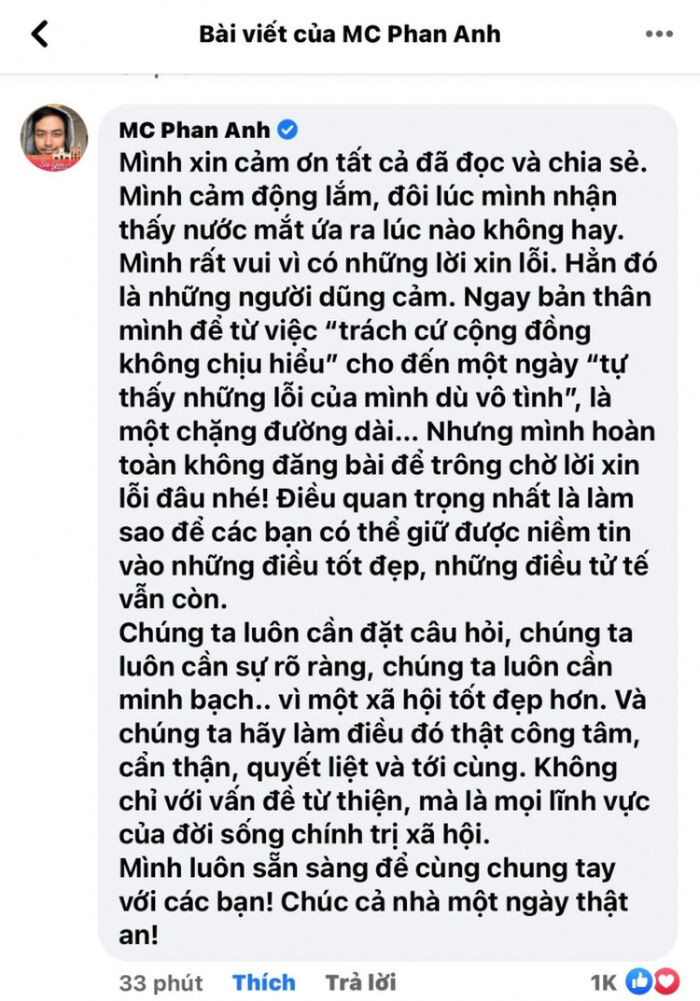 MC Phan Anh 'ứa nước mắt' vì nhận được điều này sau khi công khai sao kê hơn 24 tỷ đồng tiền từ thiện