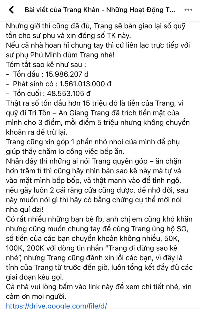 Trang Trần sao kê từ thiện, tuyên bố dừng lại vì hứng chịu 'gạch đá', nhắn nhủ ai đó lộng lẫy mà lươn lẹo