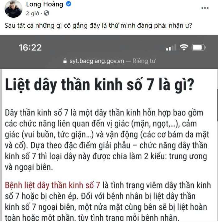 Ở ẩn bấy lâu, một nam ca sĩ bất ngờ chia sẻ về bệnh liệt dây thần kinh số 7 khiến dàn Việt sao lo lắng Ảnh 1