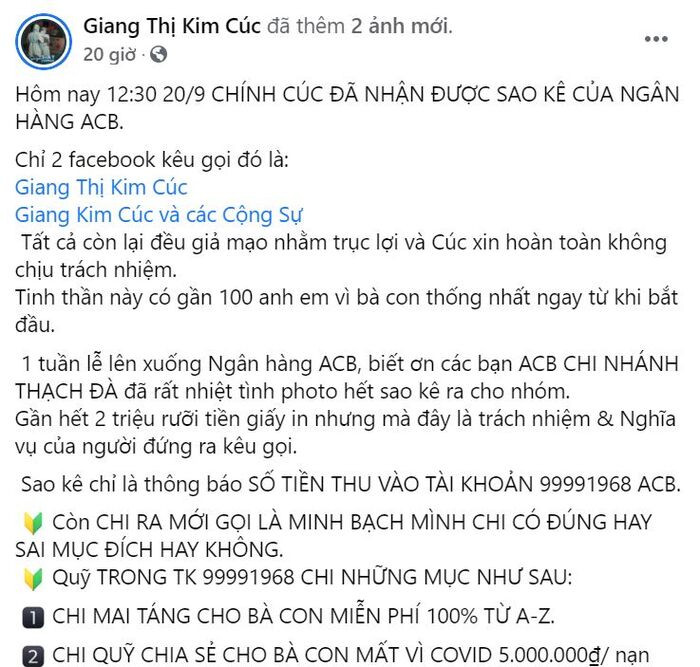 Giang Kim Cúc tung xấp sao kê gần 2,5 triệu tiền giấy in, khẳng định minh bạch tiền từ thiện không khó Ảnh 2