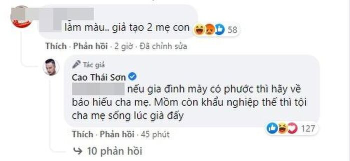 Bị mỉa mai 'giả tạo cả mẹ lẫn con', Cao Thái Sơn 'mắng thẳng mặt' anti-fan Ảnh 2