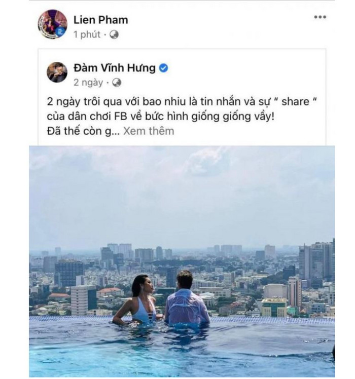'Vợ cũ' Đàm Vĩnh Hưng có động thái liên quan đến bức ảnh nam ca sĩ thân thiết với siêu mẫu Minh Tú