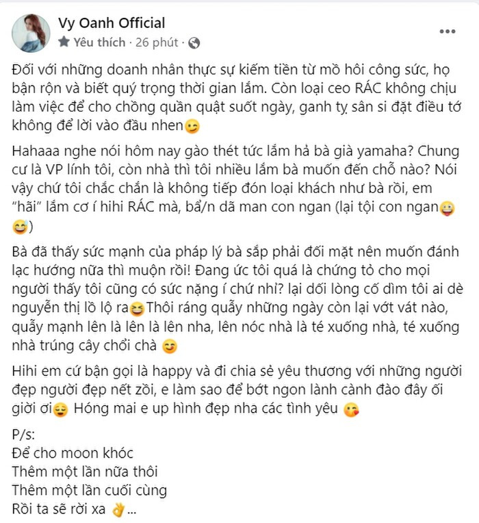 Vy Oanh phản bác sau khi CEO Đại Nam tuyên bố đến thăm nhà: 'Không tiếp đón khách như bà' Ảnh 1