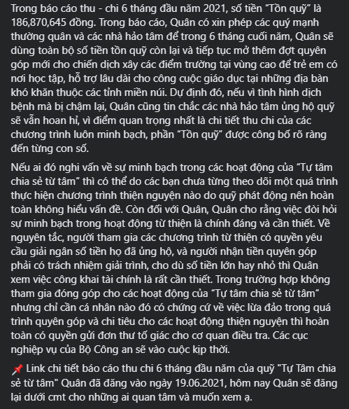 Bị nghi 'ỉm hơn 186 triệu đồng tiền từ thiện', ca sĩ Nguyễn Trần Trung Quân lên tiếng