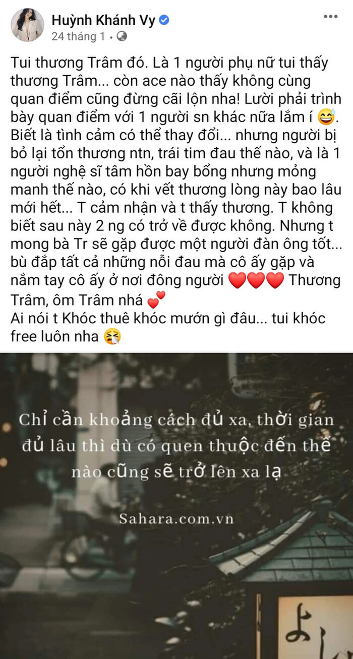 Bà xã Phan Mạnh Quỳnh: 'Tôi thương Trâm, mong Trâm sẽ gặp được người đàn ông tốt'