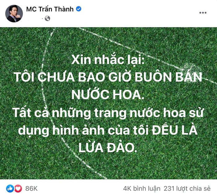 Trấn Thành bức xúc khi vẫn bị mạo danh bán nước hoa: 'Có liêm sỉ đi'