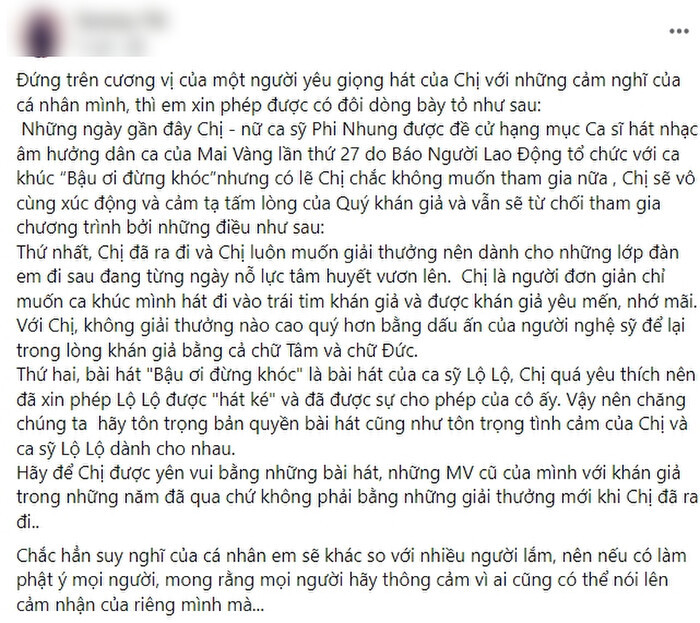 Em trai cố ca sĩ Phi Nhung muốn rút tên chị gái khỏi đề cử Mai Vàng, nói 2 lý do khiến ai cũng nghẹn ngào