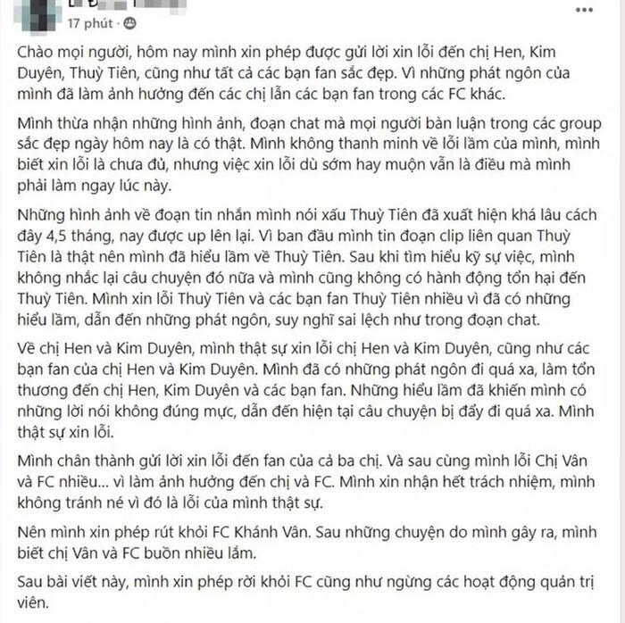Trưởng FC Khánh Vân đòi chết sau ồn ào nói xấu H'Hen Niê, Thùy Tiên, Kim Duyên?