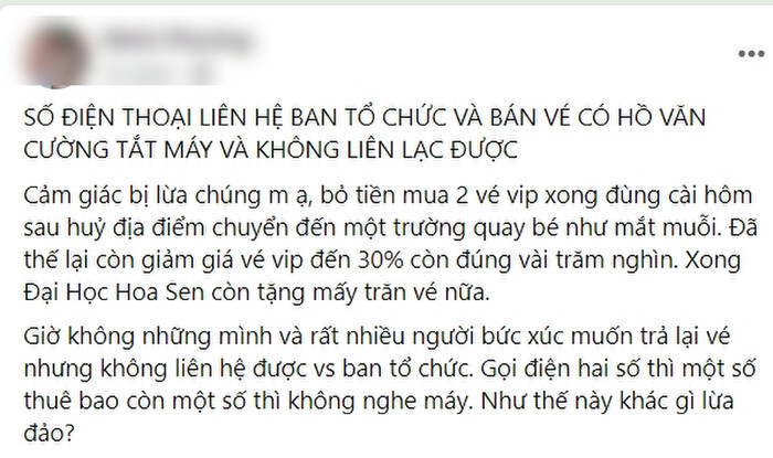 Show diễn có Hồ Văn Cường tham gia có biến căng: Khán giả gọi điện đòi trả lại tiền nhưng khóa máy?