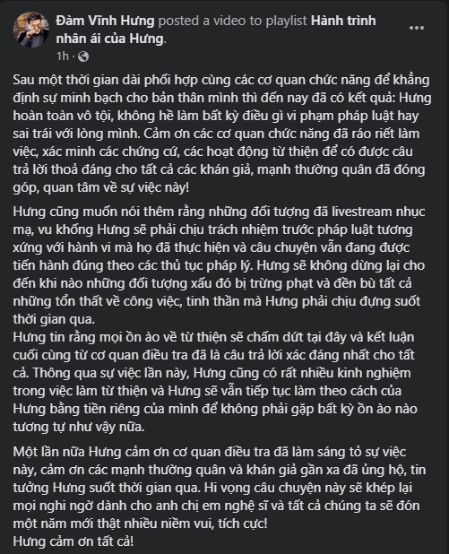 Đàm Vĩnh Hưng khẳng định chắc nịch: Sẽ không có chương trình kêu gọi 1 đồng nào từ phía cộng đồng nữa