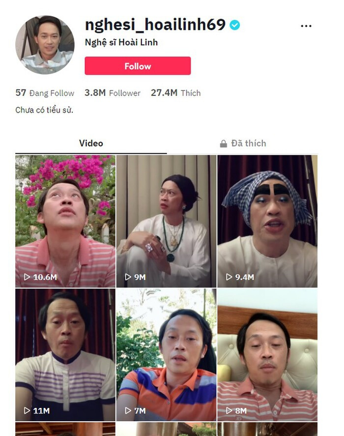 Sau thời gian dài ở ẩn, NS Hoài Linh vẫn gây ấn tượng với con số khủng trên nền tảng TikTok