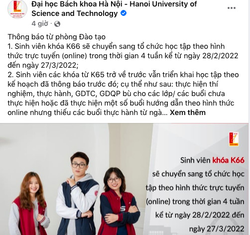 Thêm nhiều trường Đại học thông báo dừng học trực tiếp do F0 tăng cao