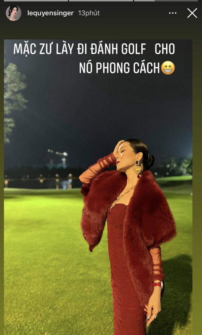 Diện váy dạ tiệc đi đánh golf, Lệ Quyên khiến người xem 'khóc thét'