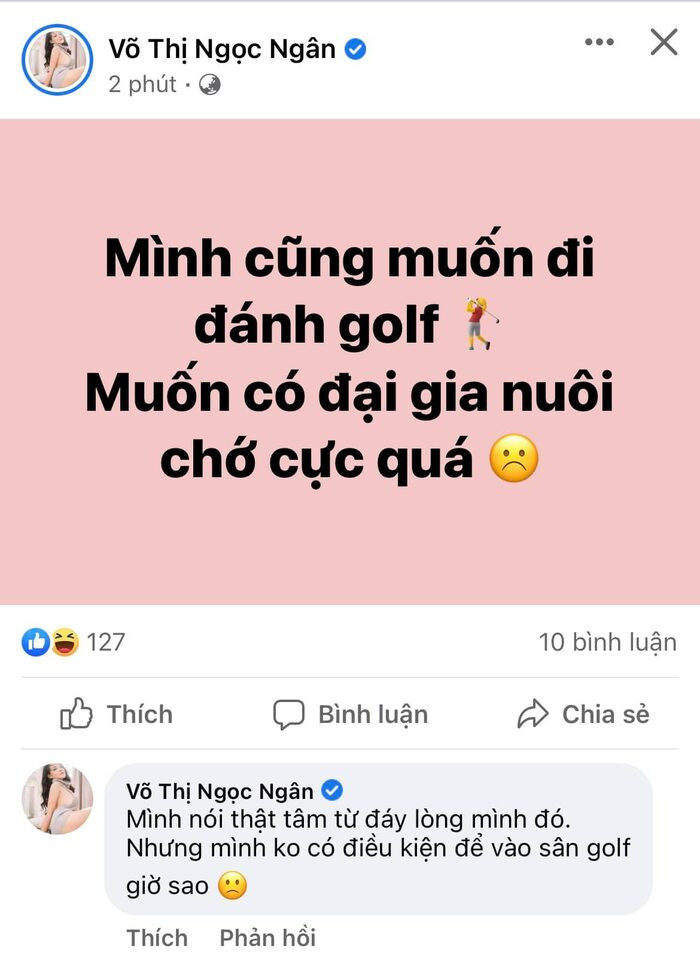 Ngân 98 muốn 'khởi nghiệp' từ đi đánh golf, được đại gia bao nuôi vì 'cực quá'