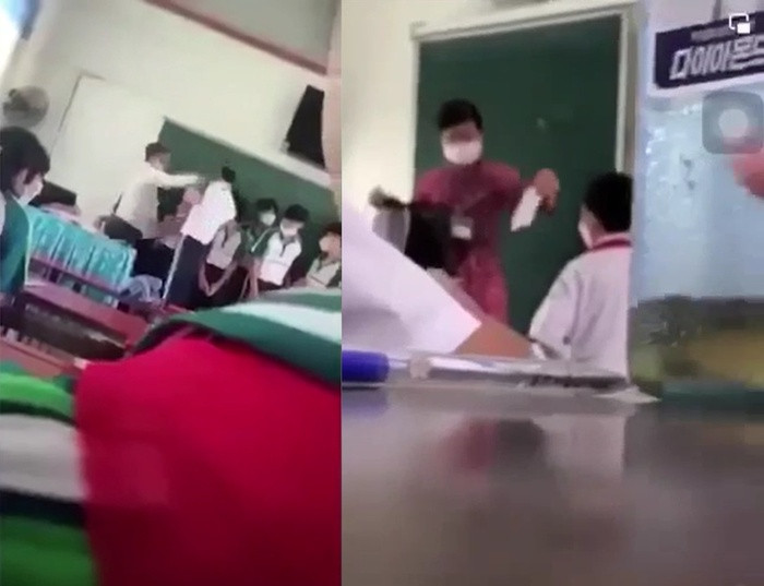 Thầy giáo tát nam sinh, cô giáo thả sách vở của học trò xuống đất ngay trên bục giảng gây bức xúc