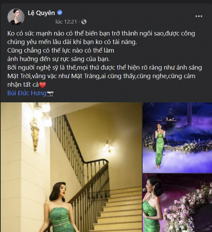 Giữa làn sóng tranh cãi fan và nghệ sĩ, Lệ Quyên đăng status ẩn ý và chốt hạ một bình luận đáng chú ý