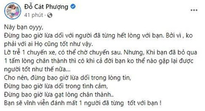 Giữa nghi vấn chia tay, phát ngôn của Cát Phượng ẩn ý chuyện 'tan đàn xẻ nghé' bỗng hot trở lại