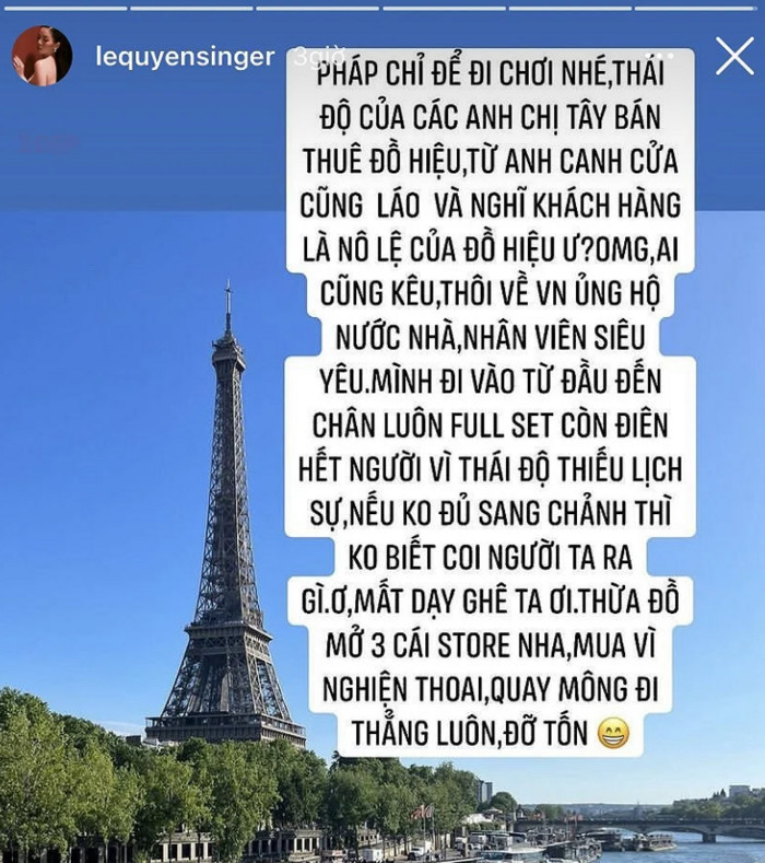 Bị coi thường khi mua đồ hiệu tại Pháp, Lệ Quyên thẳng thừng đáp trả: 'Thừa đồ mở hẳn 3 cái store nha'