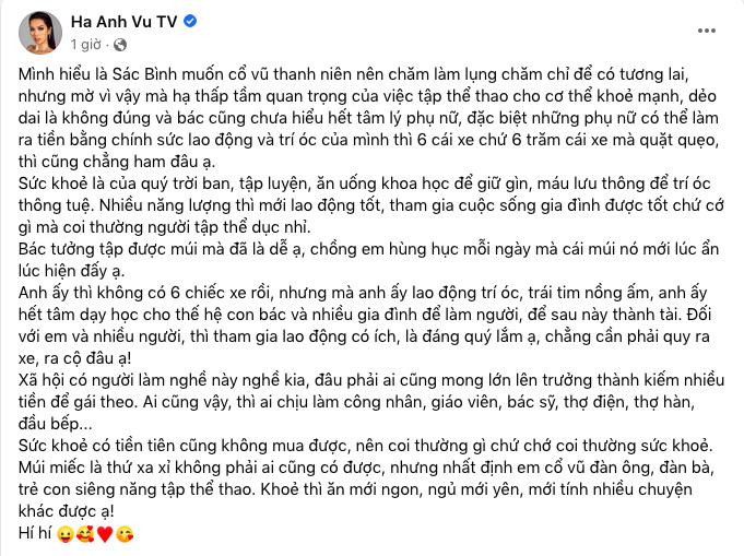 Hà Anh phản bác thẳng quan điểm của shark Bình: 'Trai có 6 chiếc xe hấp dẫn con gái hơn trai 6 múi' Ảnh 1