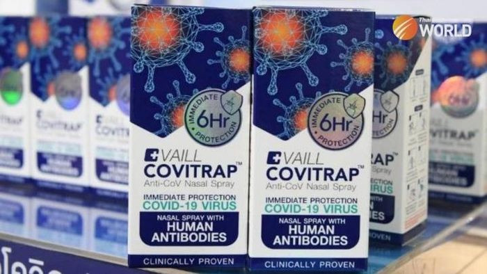 Thuốc xịt mũi Vaill CoviTRAP của Thái Lan. (Ảnh: Thai PBS)