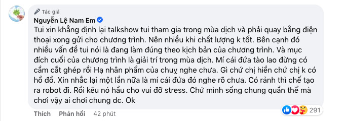 Nửa đêm, Nam Em gay gắt lên tiếng khi bị chỉ trích vì chê vợ Lê Dương Bảo Lâm Ảnh 2