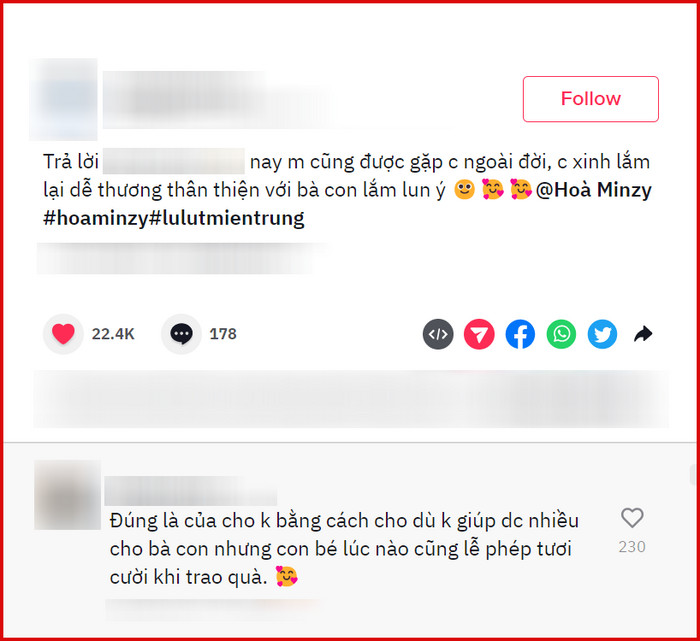 Hát giao lưu trong chuyến thiện nguyện miền Trung, tính cách Hòa Minzy ngoài đời được người dân hé lộ Ảnh 3