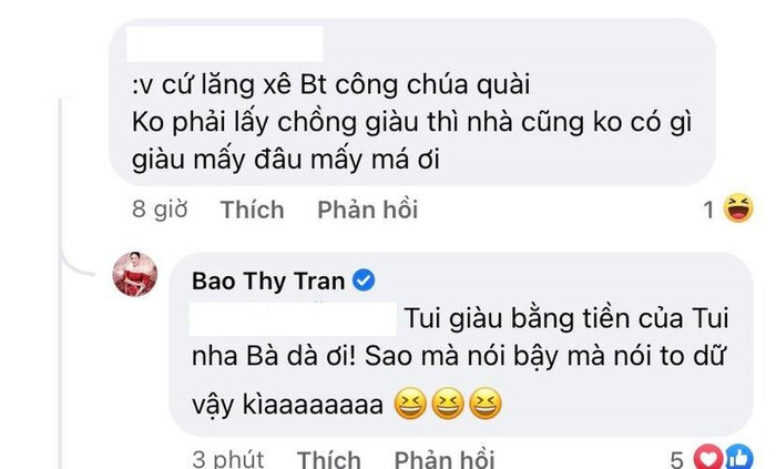 Bảo Thy thẳng thắn đáp trả khi bị mỉa mai giàu sụ nhờ ông xã doanh nhân Ảnh 2