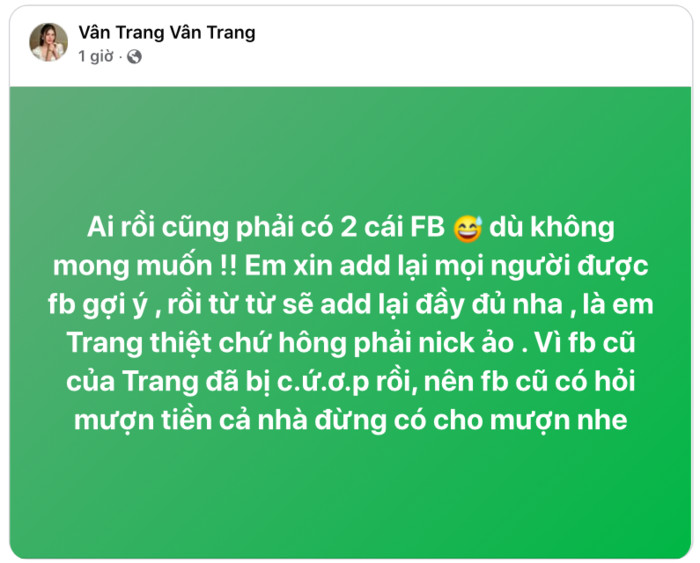 Diễn viên Vân Trang thông báo bị 'cướp', phải đăng đàn Facebook 'cầu cứu' khán giả Ảnh 2