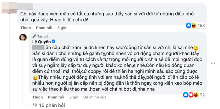 Lệ Quyên 'phản pháo' gay gắt khi bị chê sân si Ảnh 3