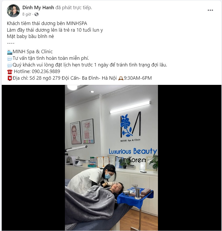 Minh Spa (số 28 ngõ 279 Đội Cấn, Ba Đình, Hà Nội): Ngang nhiên tiêm fller không phép, bất chấp rủi ro với sức khỏe khách hàng
