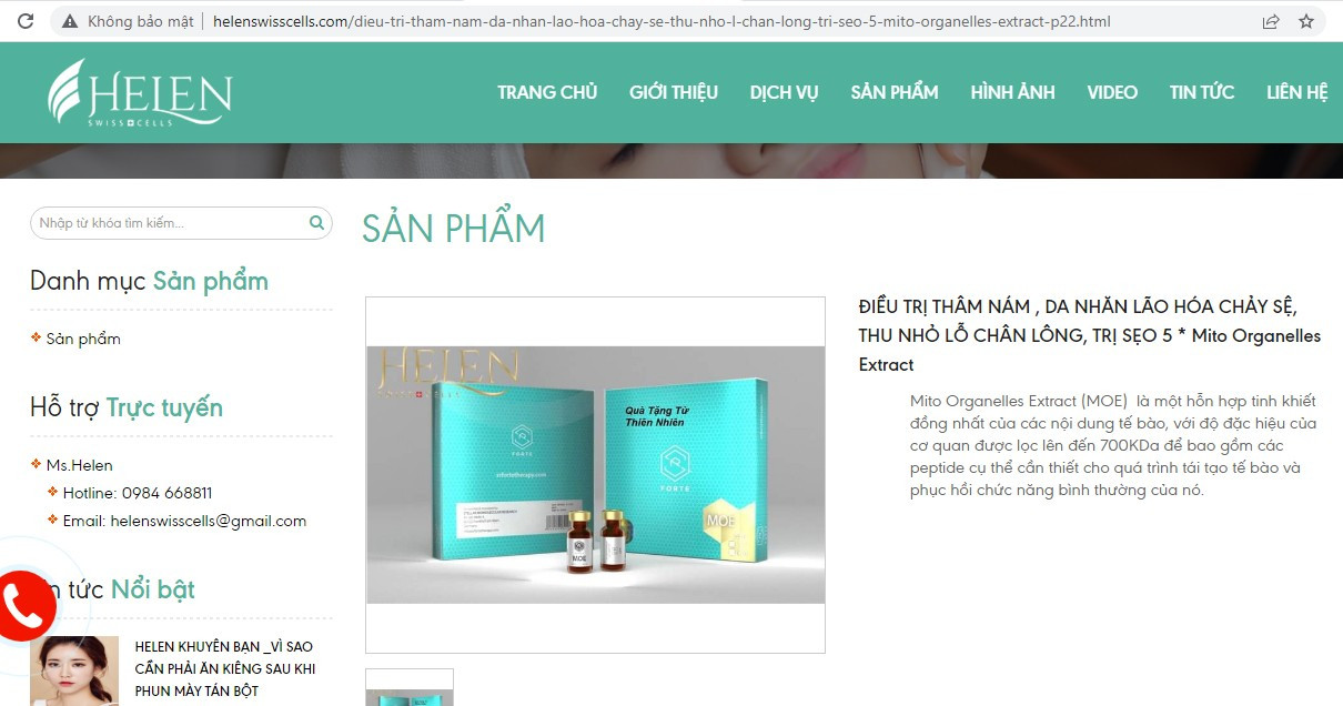 Viện thẩm mỹ Helen Swiss Cells quảng cáo và thực hiện dịch vụ chưa được cấp phép, coi thường luật pháp và sức khỏe thượng đế
